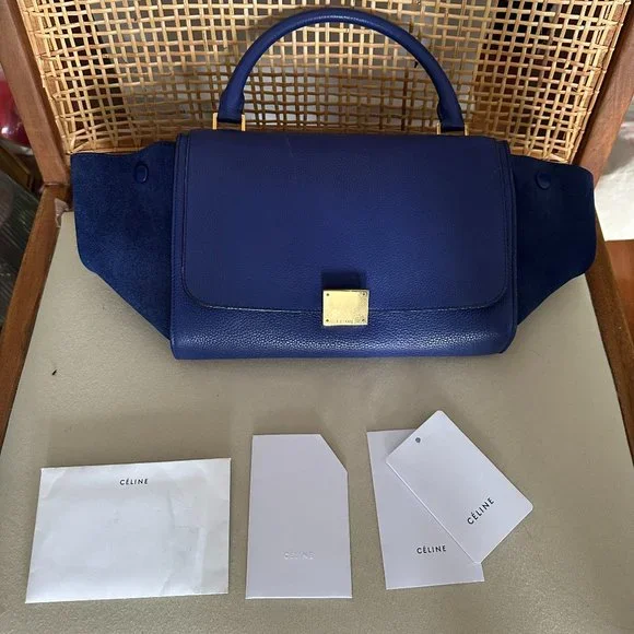 Authentic Celine Blue Trapeze Bag (Size Small) - Purchased in Paris 6eme in 2015 - Picture 3 of 15